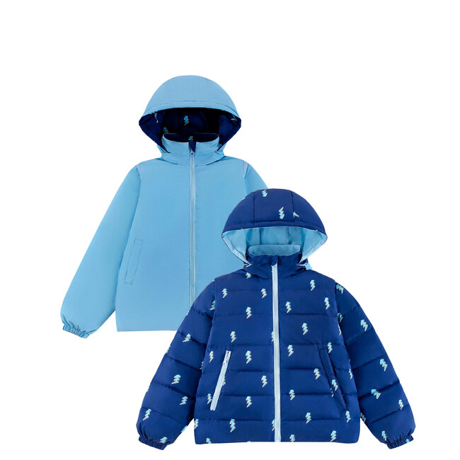 Tanner Reversible Detachable Light Puffer/Vest, Lightning Bolts