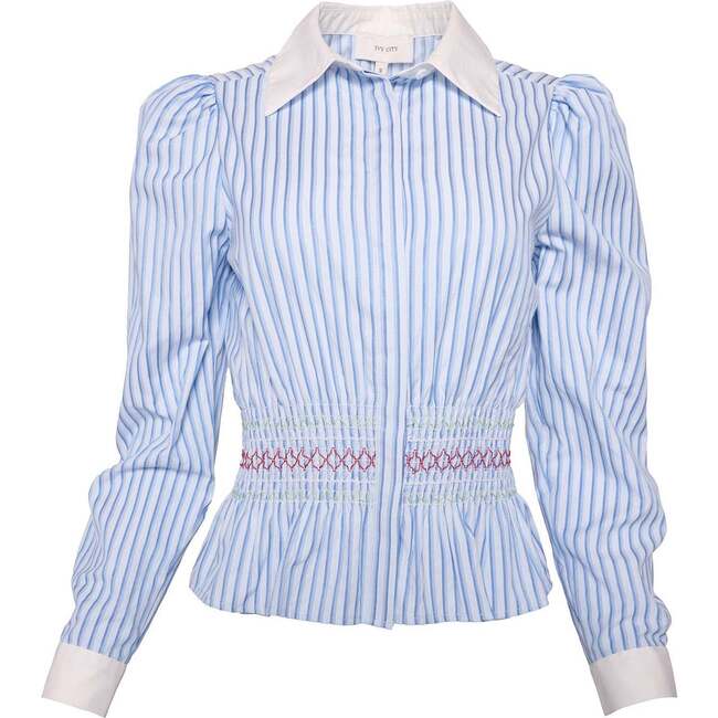 Bluebell Top in Blue & White Stripes