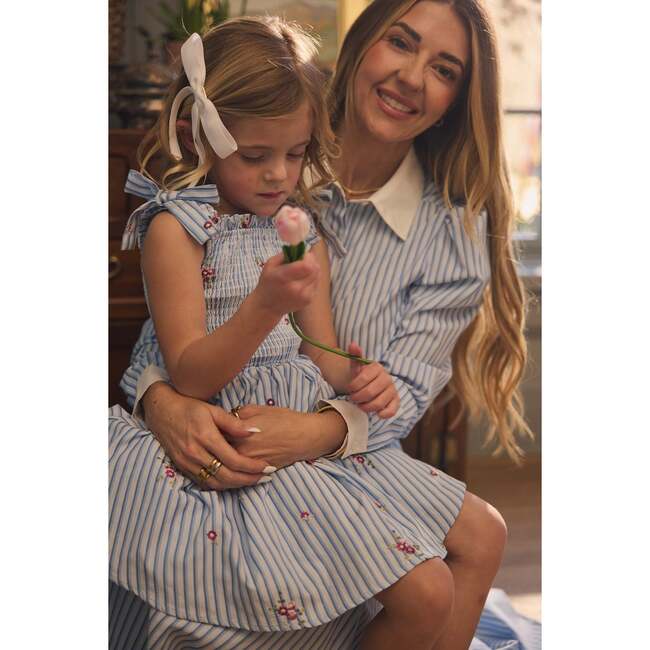 Mini Bluebell Dress in Blue & White Stripes