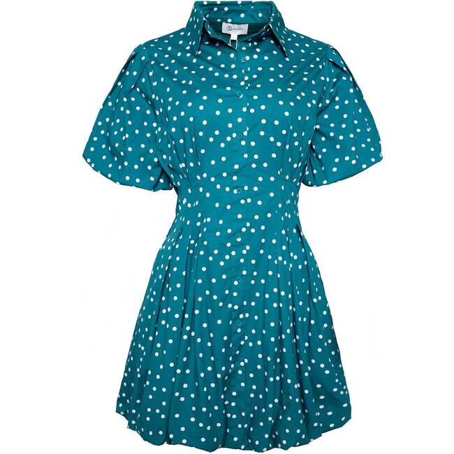 Cody Dress in Deep Teal Polka Dot