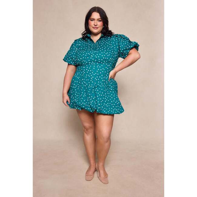 Cody Dress in Deep Teal Polka Dot