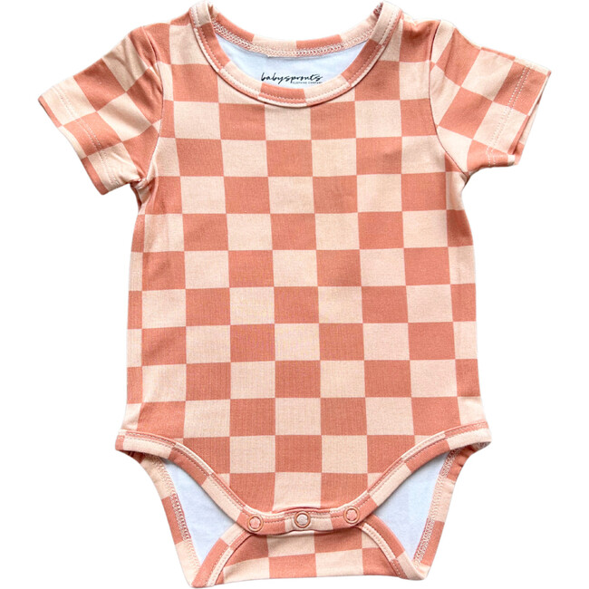 Baby Short Sleeve Bodysuit Checker in Sunset