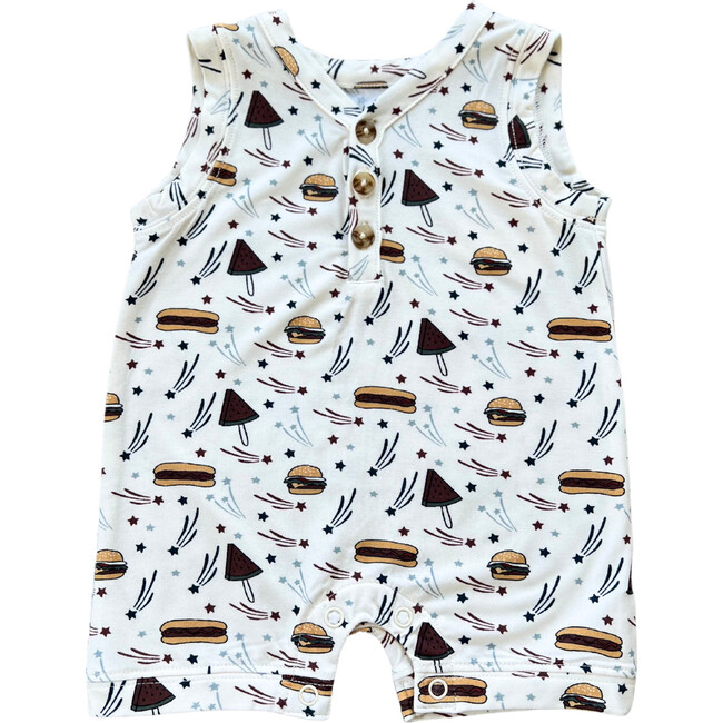 Boy's Sleeveless Romper Burgers 'n Dogs