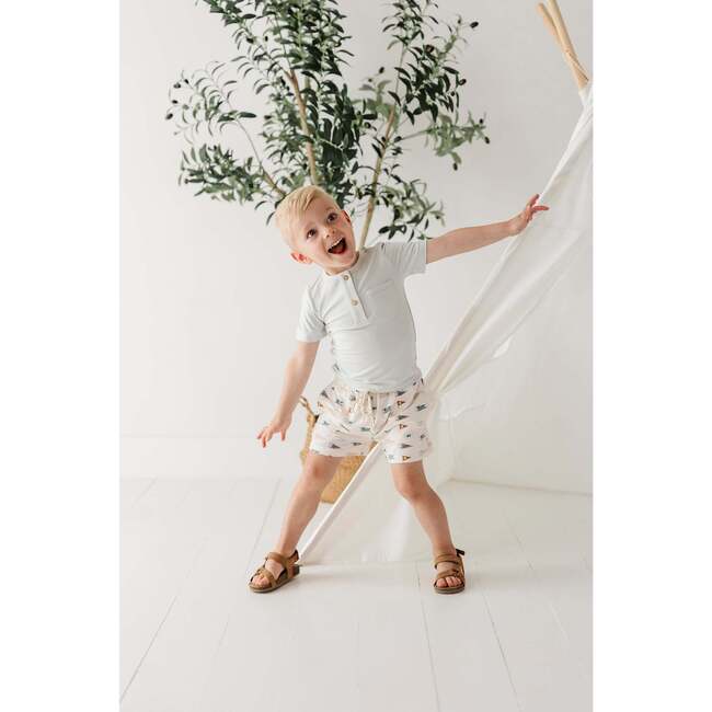 Boy's Short Sleeve Henley Shirt Retro Banner