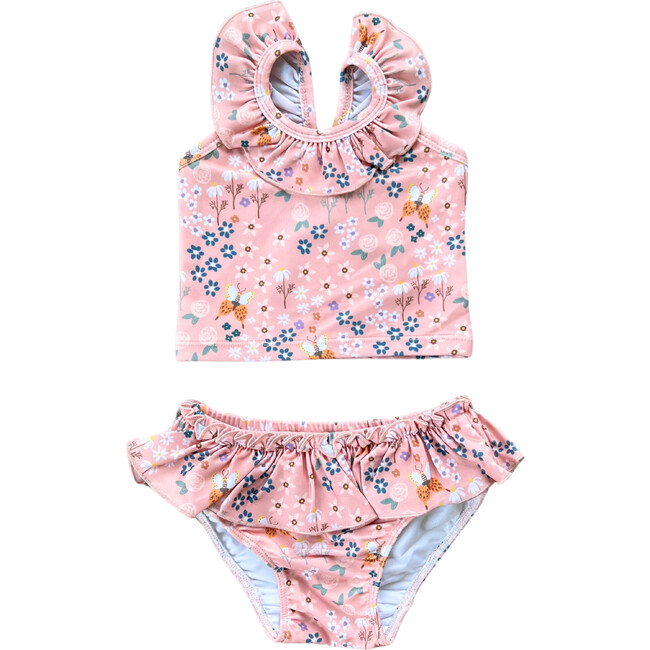 Girl's Two-Piece Tankini Swimsuit Butterfly Garden