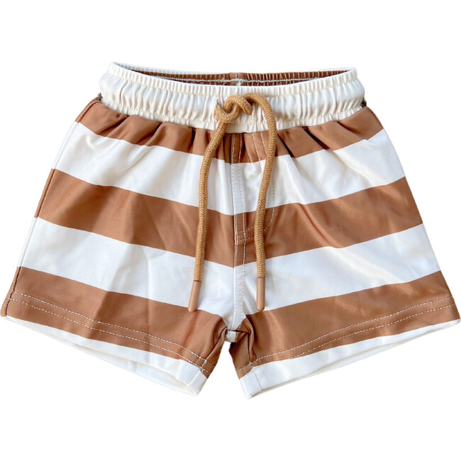 Boy's Swim Shorts Stripe in Toffee