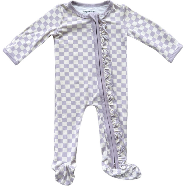 Footie Romper Lavender Cloud Checkered