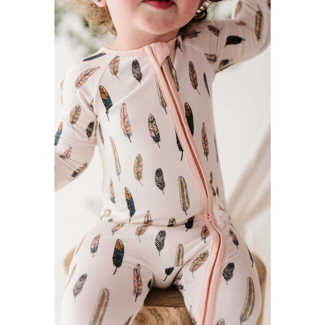 Long Sleeve Zip Romper Feather - Rompers - 4