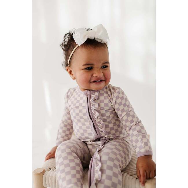 Footie Romper Lavender Cloud Checkered - Footie Pajamas - 3