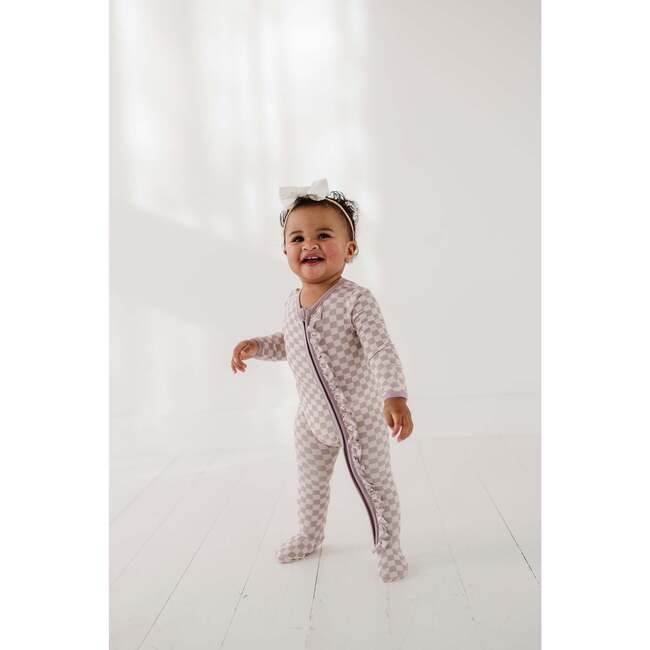 Footie Romper Lavender Cloud Checkered - Footie Pajamas - 5