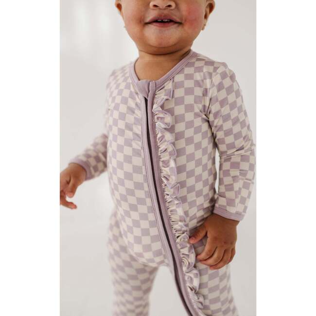 Footie Romper Lavender Cloud Checkered - Footie Pajamas - 6