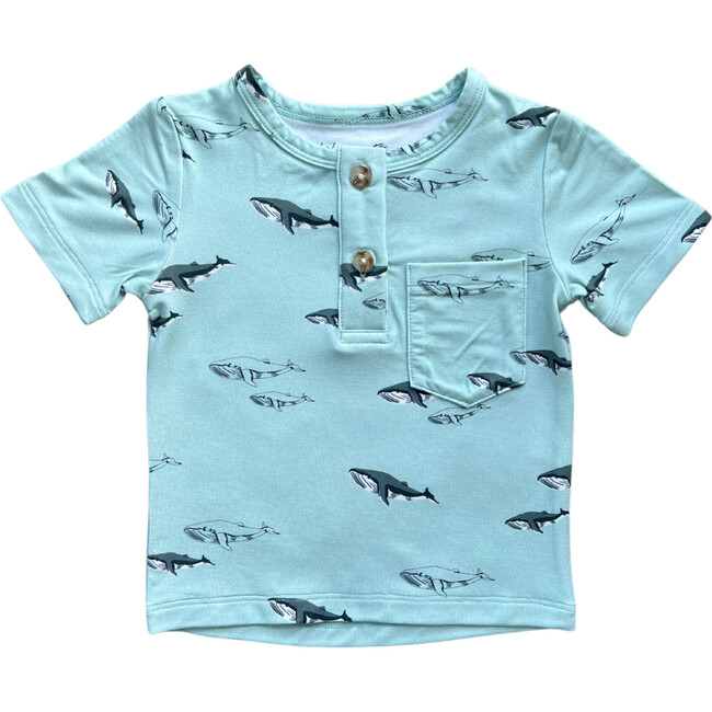 Boy's Short Sleeve Henley Shirt Oceanic Whales