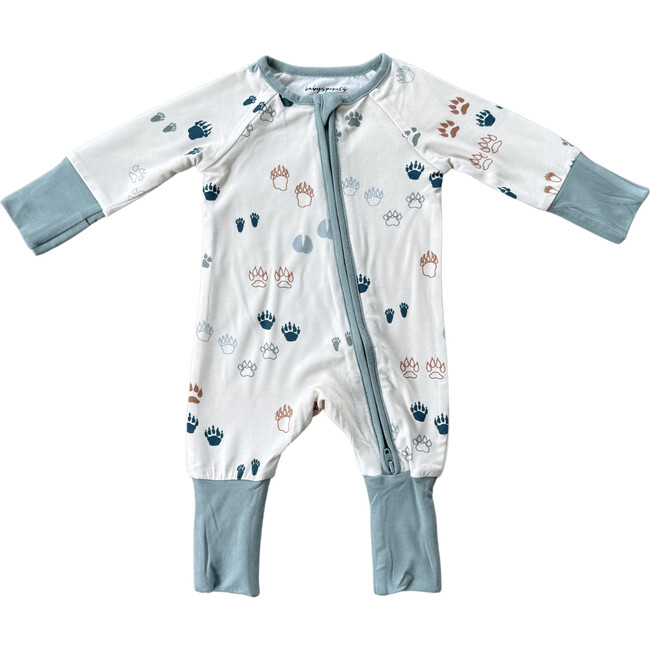 Long Sleeve Zip Romper Footprints