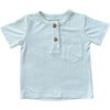 Boy's Short Sleeve Henley Shirt Misty Blue - T-Shirts - 1 - thumbnail