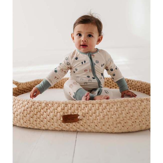 Long Sleeve Zip Romper Footprints - Rompers - 6