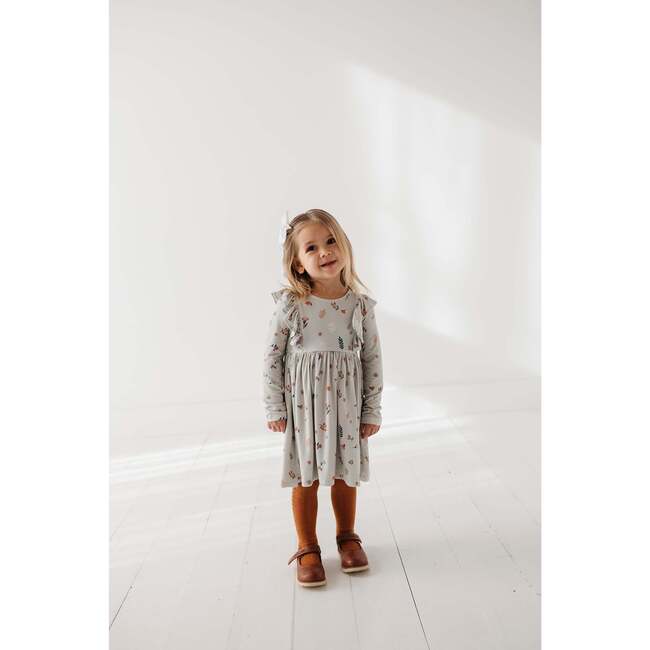 Long Sleeve Ruffle Dress Misty Rose Stripe