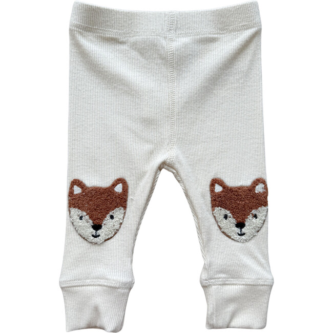 Patch Ribbed Leggings Fox on Cream