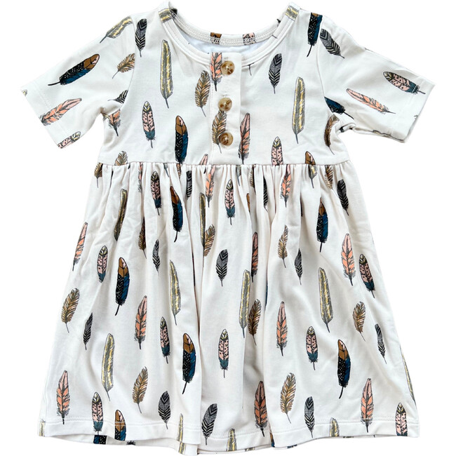 Short Sleeve Henley Dress Feather