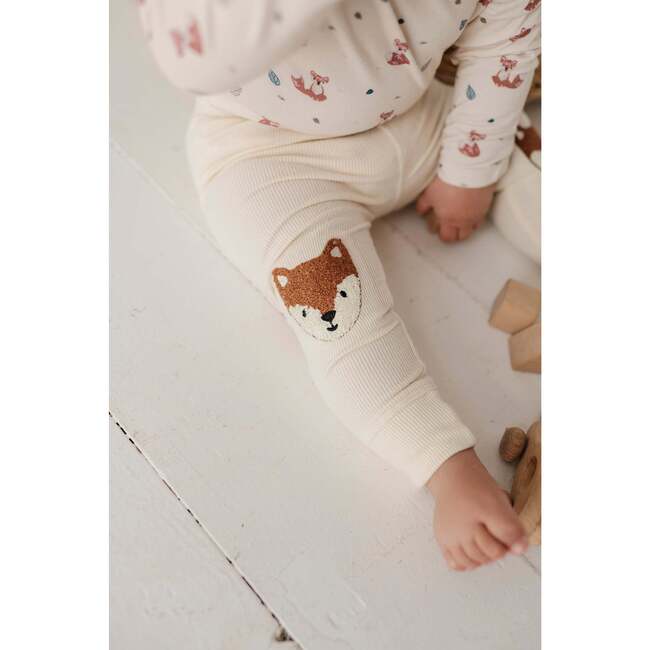 Patch Ribbed Leggings Fox on Cream - Leggings - 5