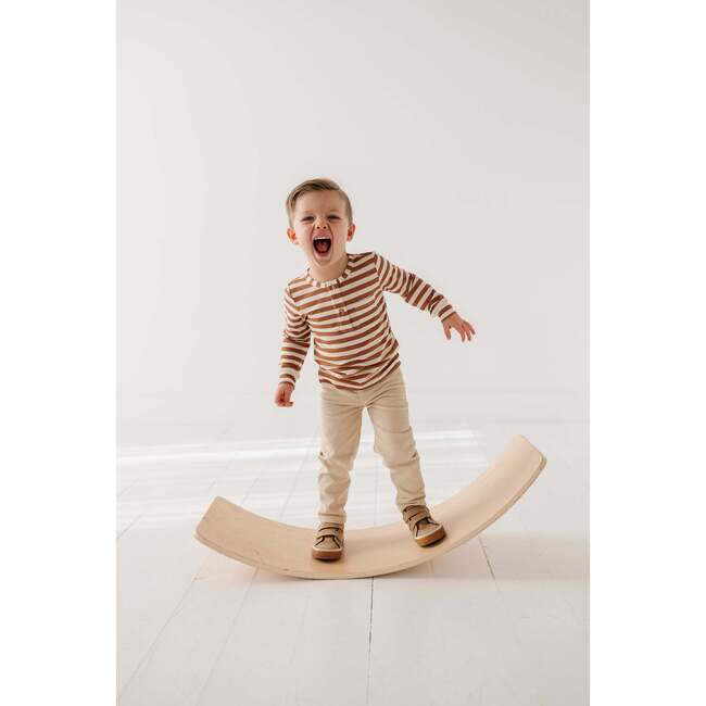 Boy's Long Sleeve Henley Shirt Caramel Stripe