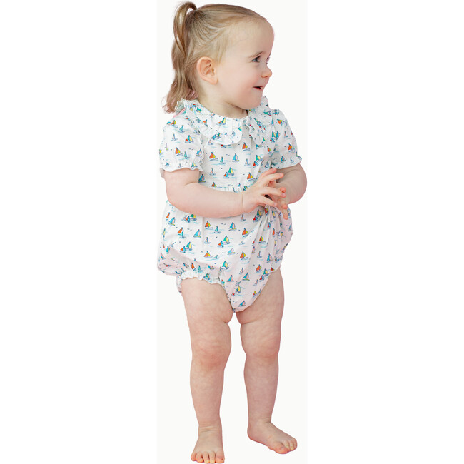 Ruffle Trim Baby Bubble in Sailboats