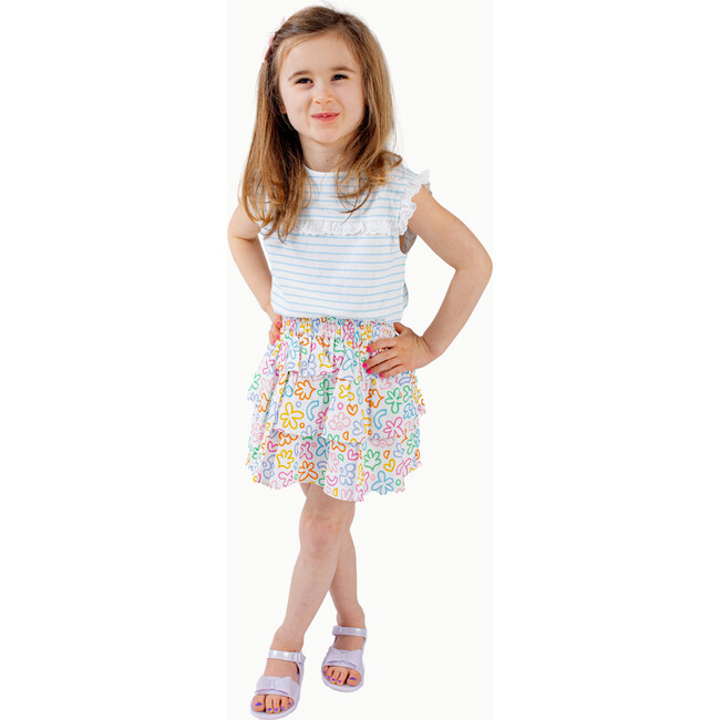 Ruffle Skirt in Rainbow Doodle