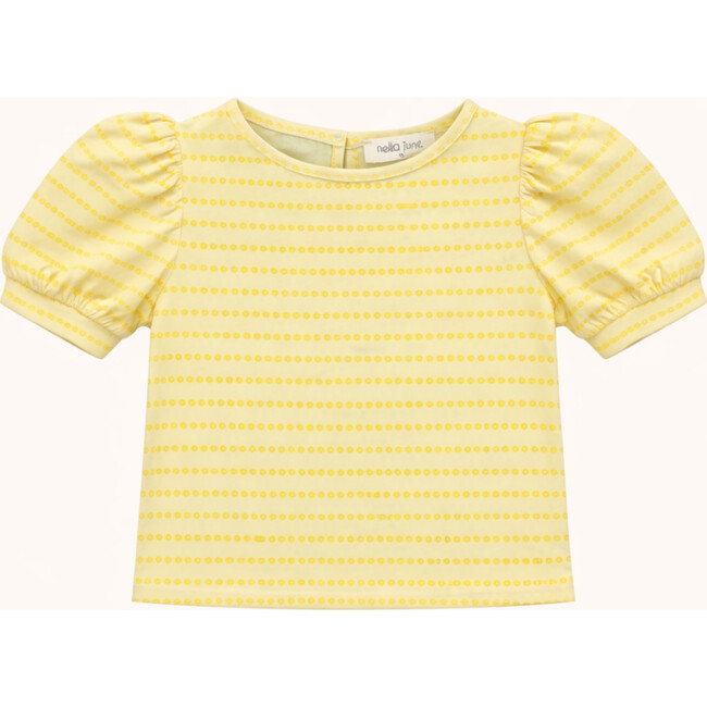 Puff Sleeve Tee in Yellow Floral Stripe