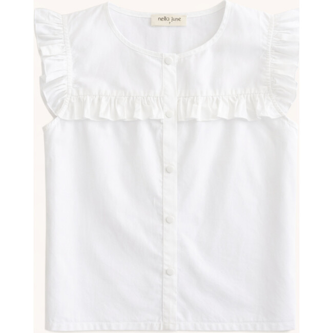 Ruffle Button Down Tank in White