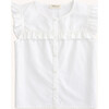 Ruffle Button Down Tank in White - Tank Tops - 1 - thumbnail
