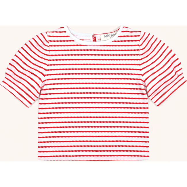 Puff Sleeve Tee in Red Heart Stripe