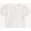 Puff Sleeve Tee in Purple Heart Stripe - T-Shirts - 1 - thumbnail