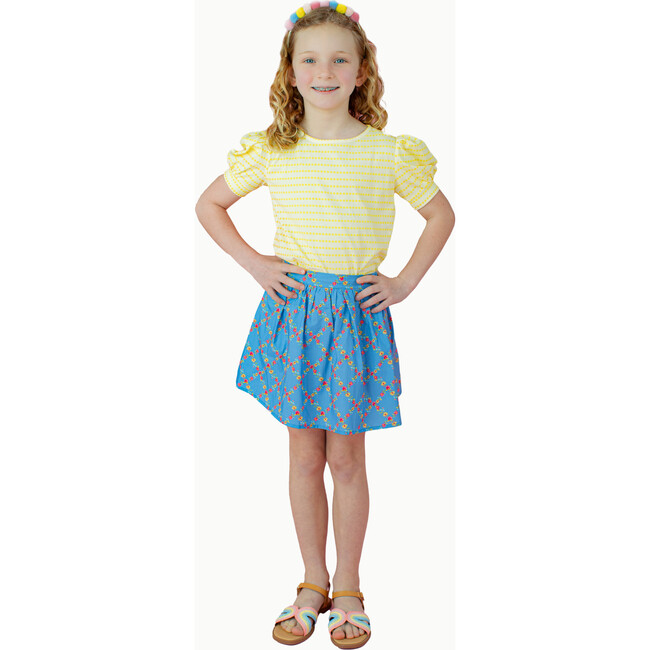 Puff Sleeve Tee in Yellow Floral Stripe