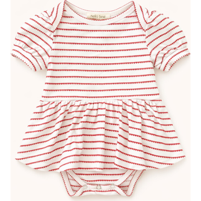 Puff Sleeve Onesie in Red Heart Stripe