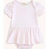 Puff Sleeve Onesie in Pink Heart Stripe - Onesies - 1 - thumbnail
