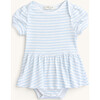 Puff Sleeve Onesie in Blue Heart Stripe - Onesies - 1 - thumbnail