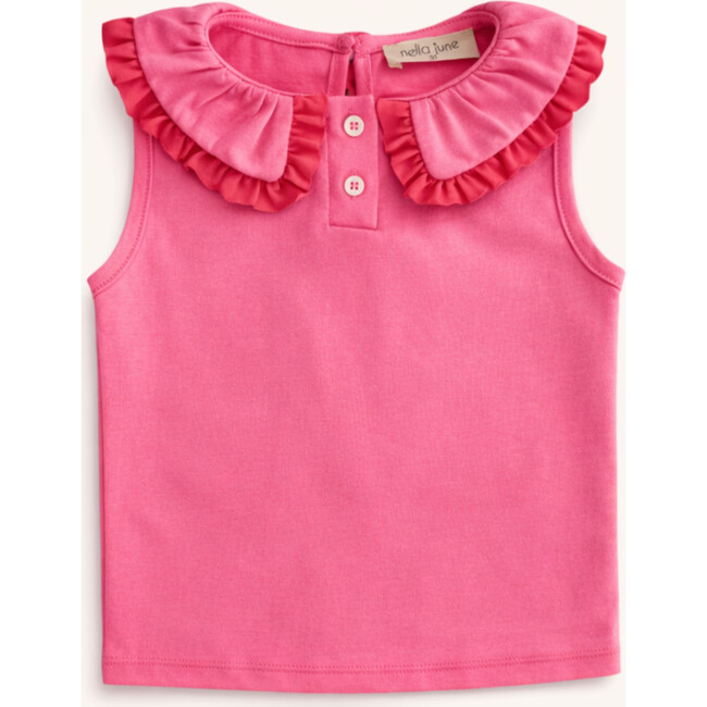 Pleated Tennis Tank in Pink/Red