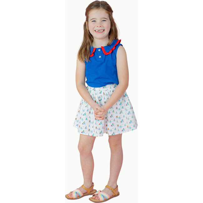 Pleated Tennis Tank in Blue/Red