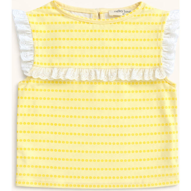 Eyelet Lace Tank in Yellow Floral Stripe