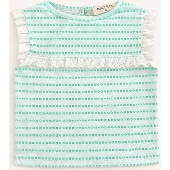 Eyelet Lace Tank in Green Floral Stripe