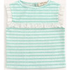 Eyelet Lace Tank in Green Floral Stripe - Tank Tops - 1 - thumbnail