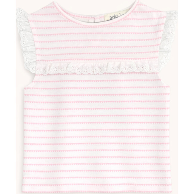 Eyelet Lace Tank in Pink Heart Stripe