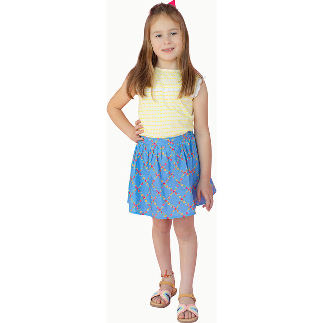 Eyelet Lace Tank in Yellow Floral Stripe