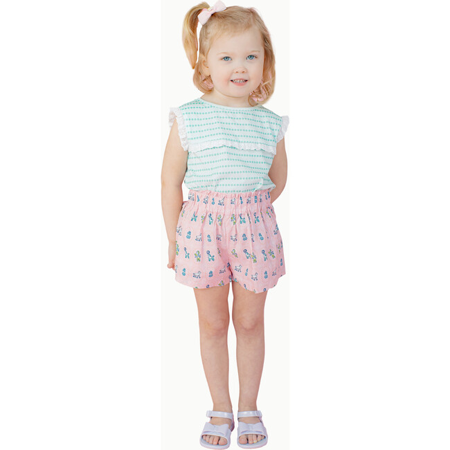 Eyelet Lace Tank in Green Floral Stripe