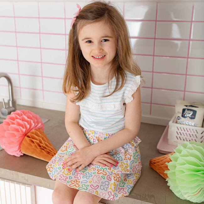 Eyelet Lace Tank in Blue Heart Stripe - Tank Tops - 3