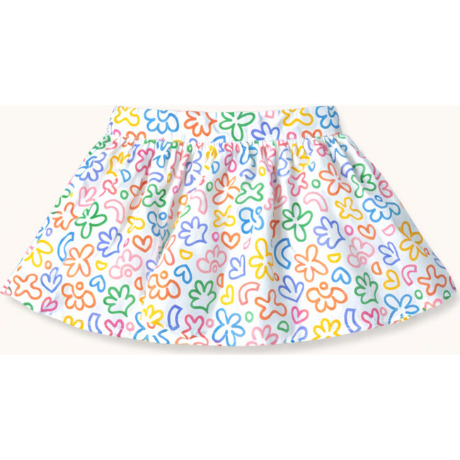 Circle Skirt in Rainbow Doodle