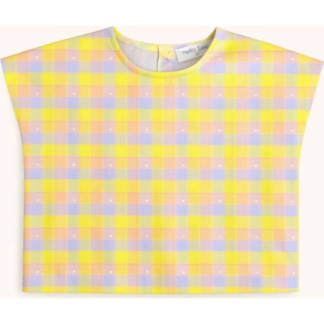 Cap Sleeve Blouse in Pastel Plaid