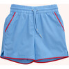 Boys' Drawstring Shorts in Blue w/Red Trim - Shorts - 1 - thumbnail