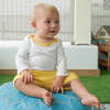 Long Sleeve Bodysuit, White with Misted Yellow - Onesies - 2