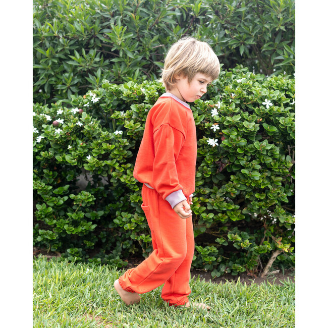 Contrast Sweatshirt, Red, Pink