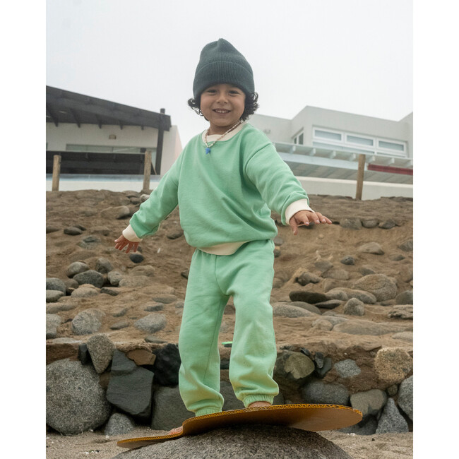 Contrast Sweatshirt, Green, White